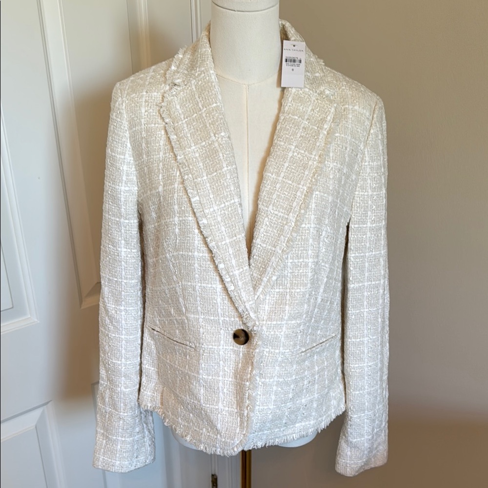 Ann Taylor Ivory Blazer Classic Tweed Jacket - NWT